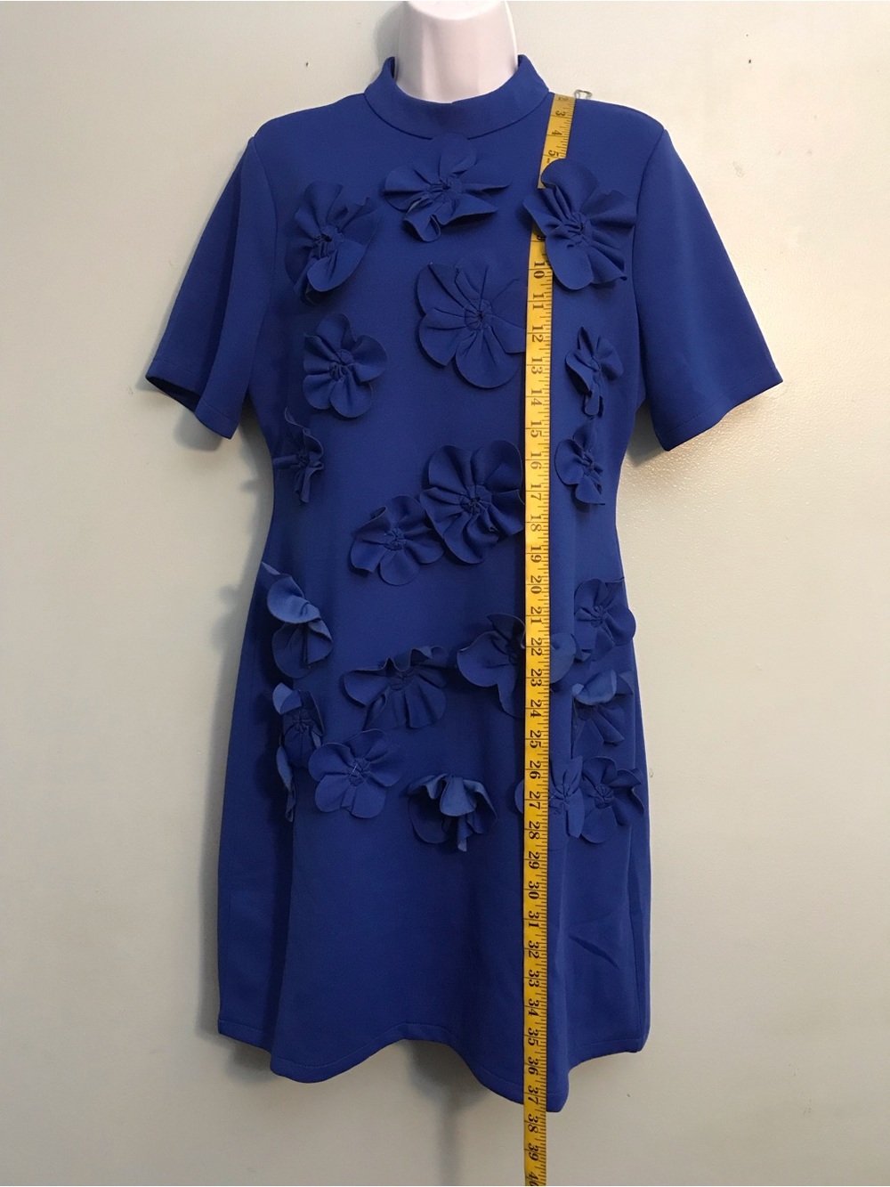 Dalia Macphee Structured Short Sleeve Dress in Cobalt Blue